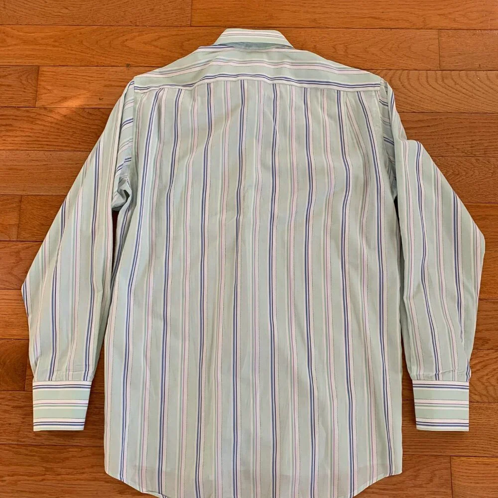 Lacoste Striped Long Sleeve Button Down Dress‎ Shirt Mens 38 Polo Cotton Pastel
